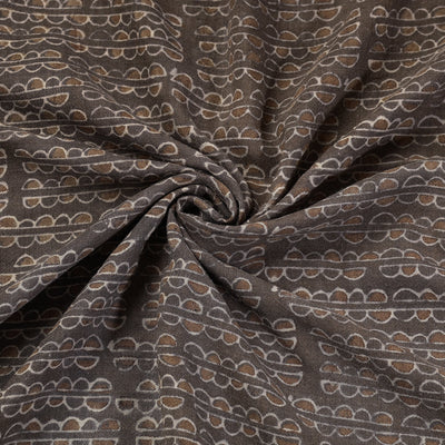 Brown - Pure Wool Handloom Special Akola Hand Block Printed Fabric