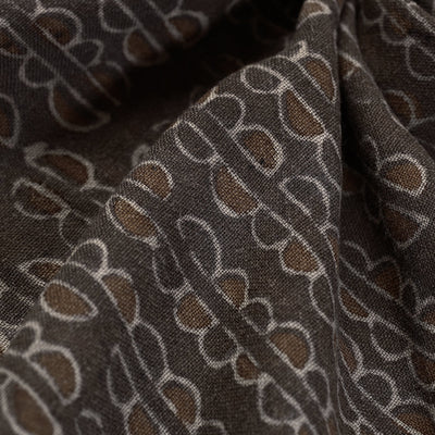 Brown - Pure Wool Handloom Special Akola Hand Block Printed Fabric