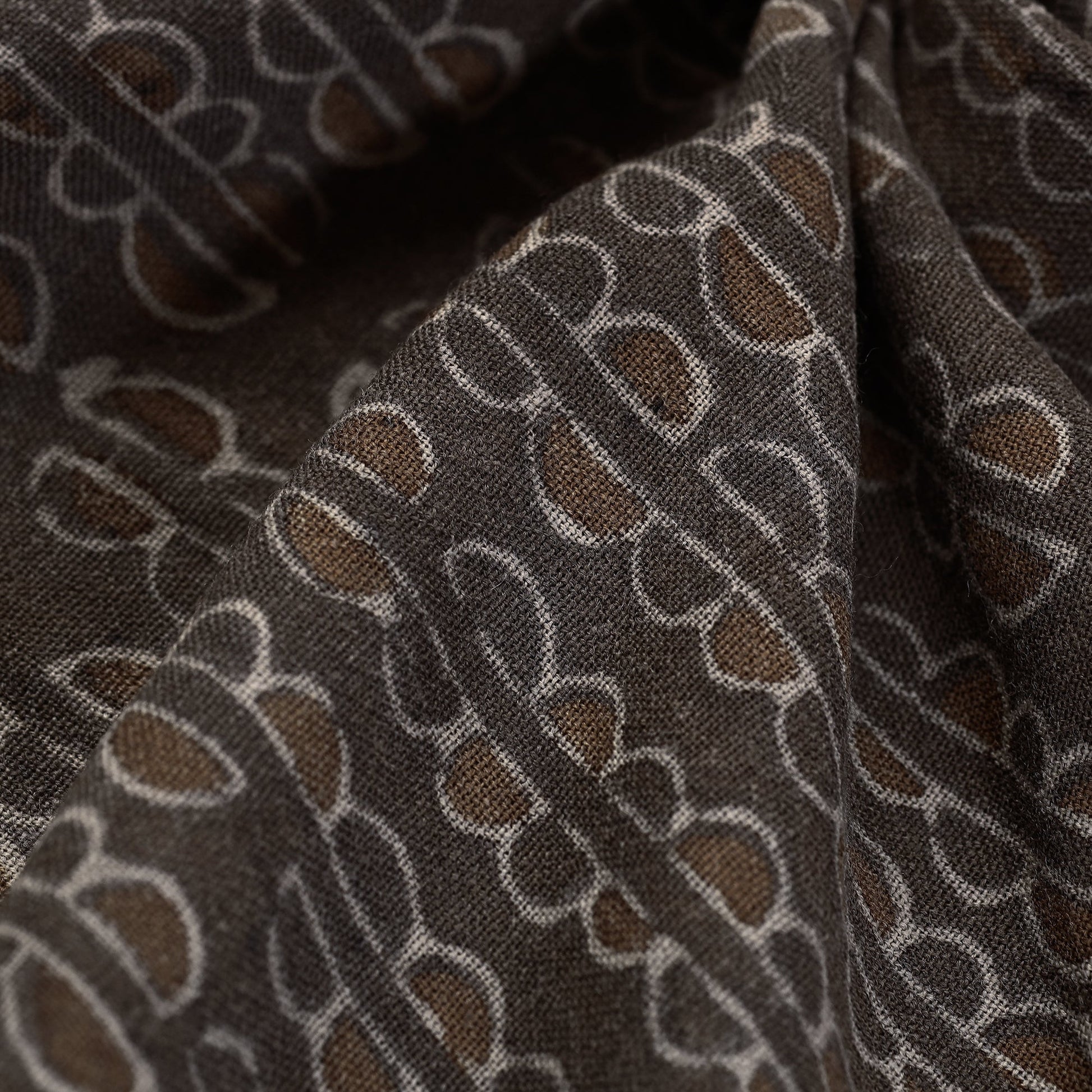 Brown - Pure Wool Handloom Special Akola Hand Block Printed Fabric