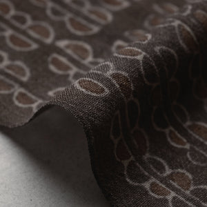Brown - Pure Wool Handloom Special Akola Hand Block Printed Fabric