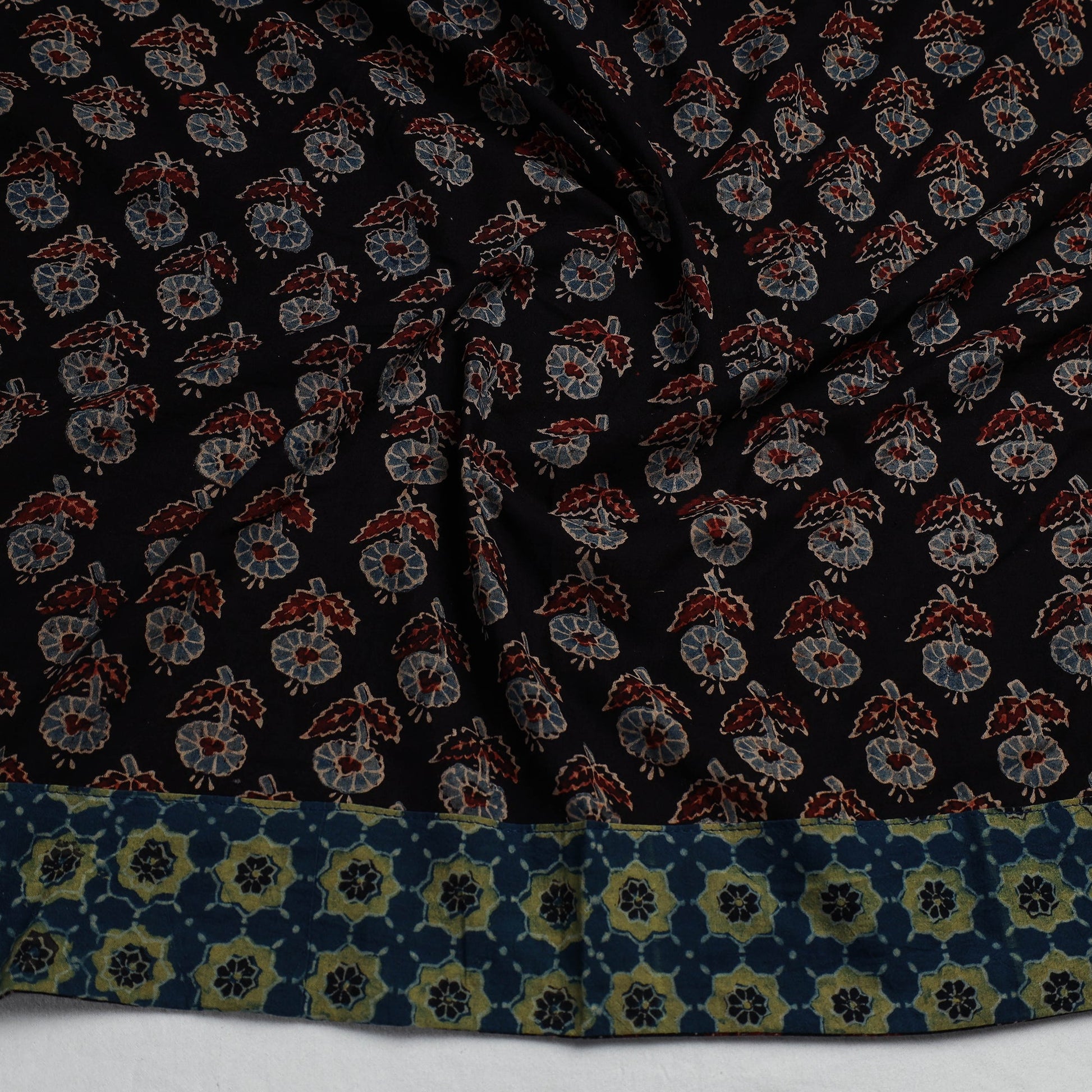 Black - Ajrakh Block Printed Cotton Blouse Piece