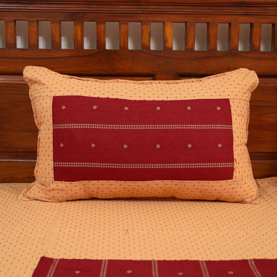 Beige - Jacquard Patchwork Cotton Double Bed Cover with Pillow Covers (108 x 83 in) 35