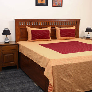Beige - Jacquard Patchwork Cotton Double Bed Cover with Pillow Covers (108 x 83 in) 36