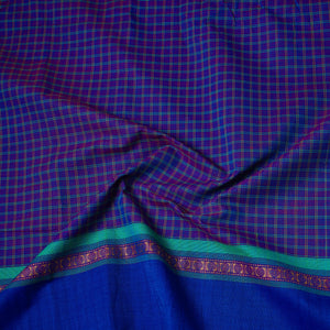 Blue - Cotton Kanchipuram Fabric with Thread Border 44