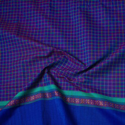 Blue - Cotton Kanchipuram Fabric with Thread Border 44