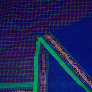 Blue - Cotton Kanchipuram Fabric with Thread Border 44