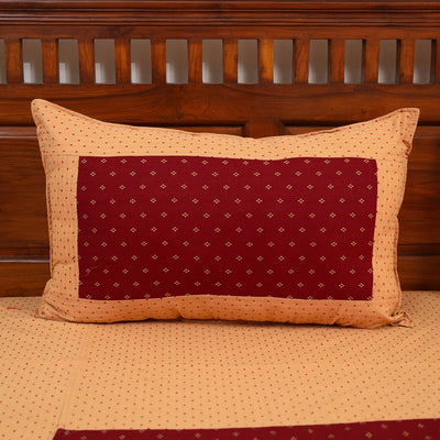 Beige - Jacquard Patchwork Cotton Double Bed Cover with Pillow Covers (108 x 83 in) 36