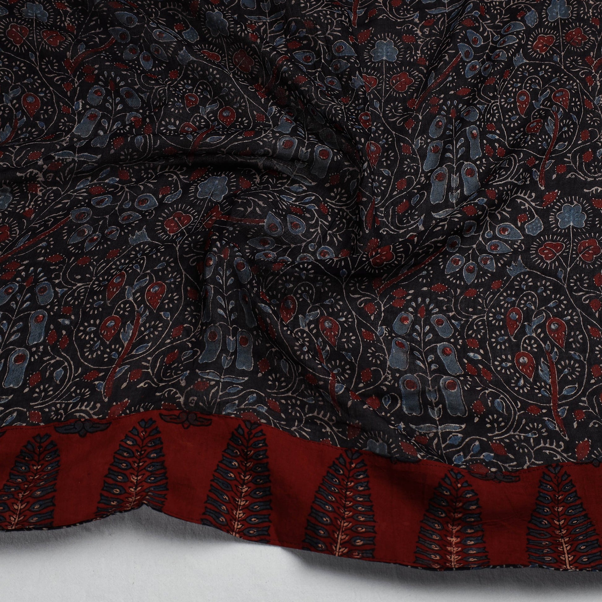 Black - Ajrakh Block Printed Cotton Blouse Piece