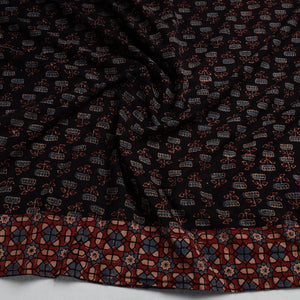 Black - Ajrakh Block Printed Cotton Blouse Piece