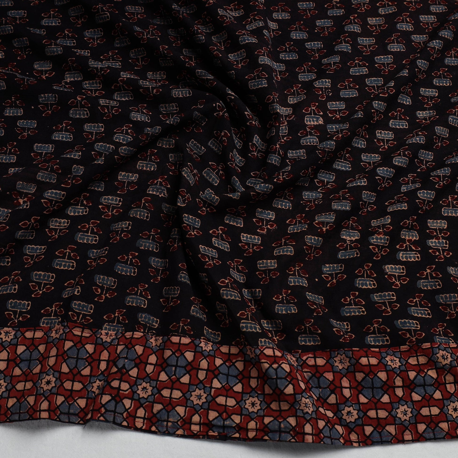 Black - Ajrakh Block Printed Cotton Blouse Piece