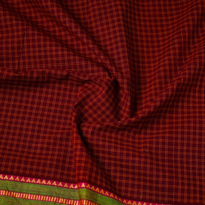 Brown - Cotton Kanchipuram Fabric with Thread Border 35