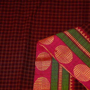 Brown - Cotton Kanchipuram Fabric with Thread Border 35