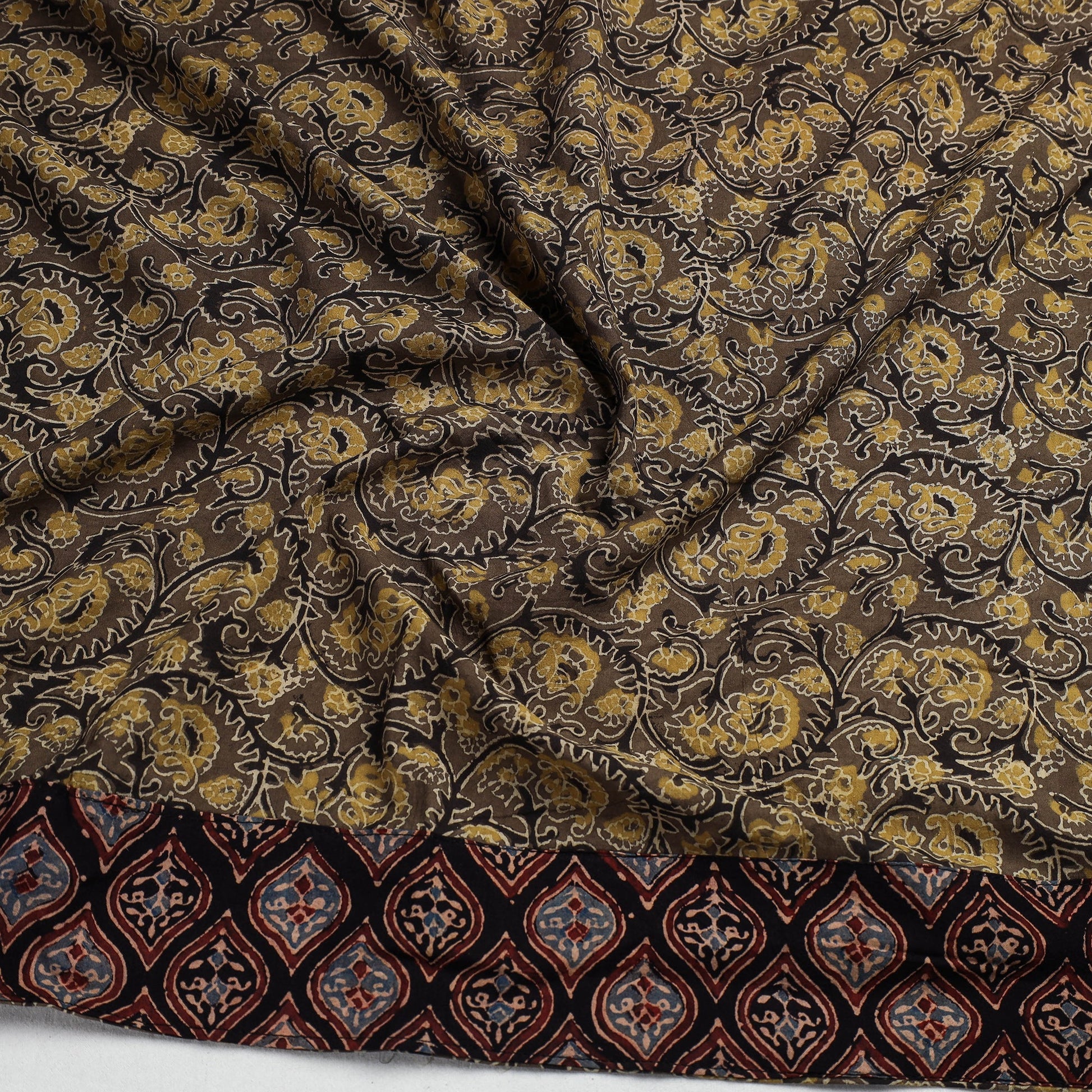Brown - Ajrakh Block Printed Cotton Blouse Piece