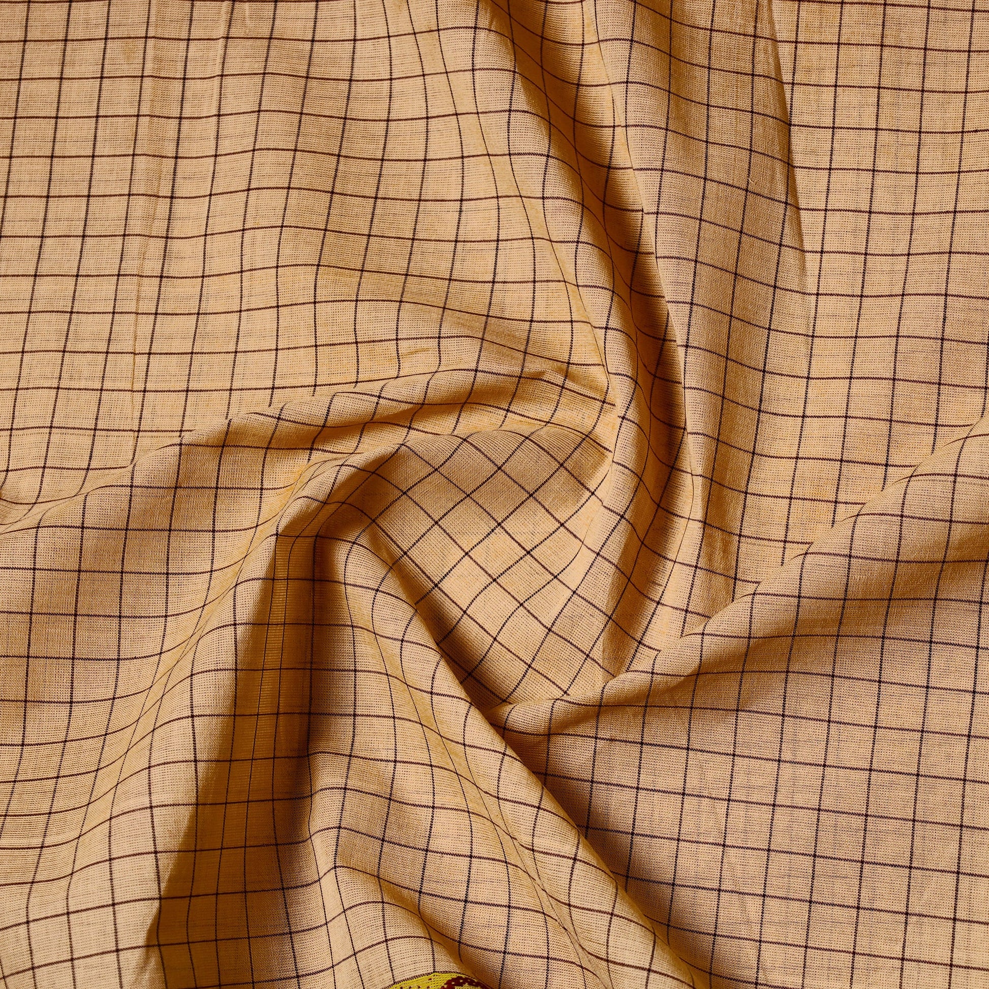 Brown - Cotton Kanchipuram Fabric with Thread Border 18