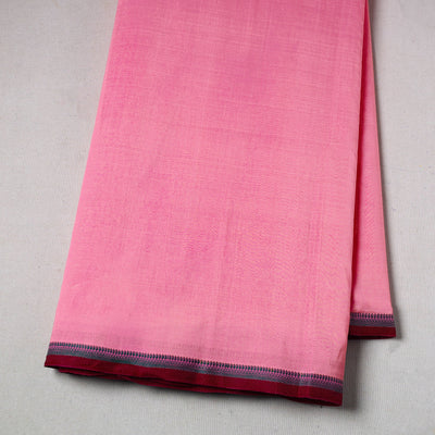 Baby Pink - Handloom Mangalagiri Cotton Fabric with Thread Border 08