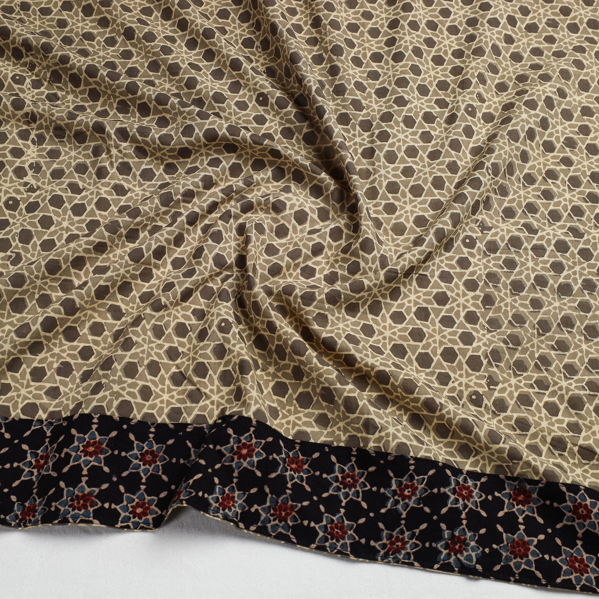 Beige - Ajrakh Block Printed Cotton Blouse Piece