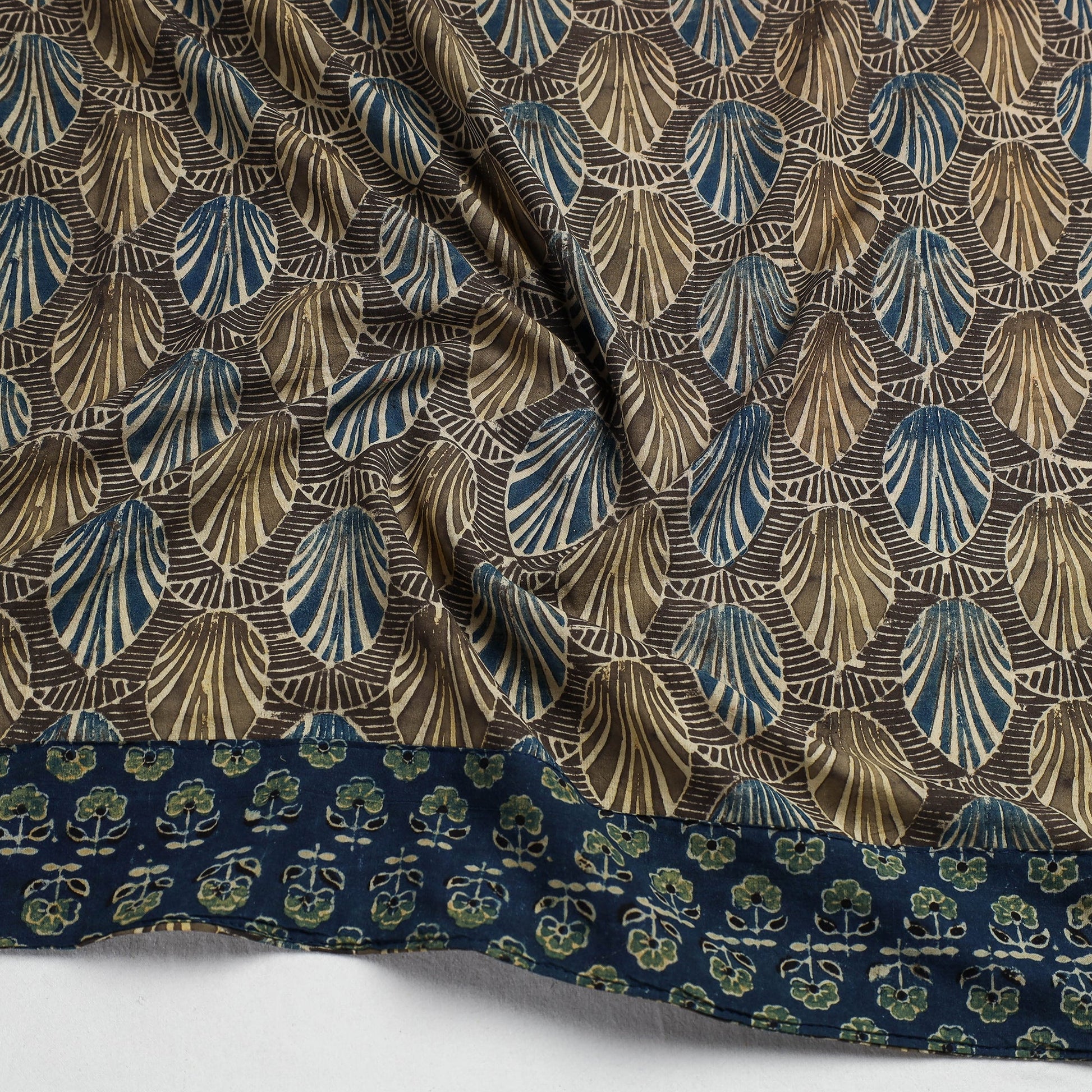 Brown - Ajrakh Block Printed Cotton Blouse Piece