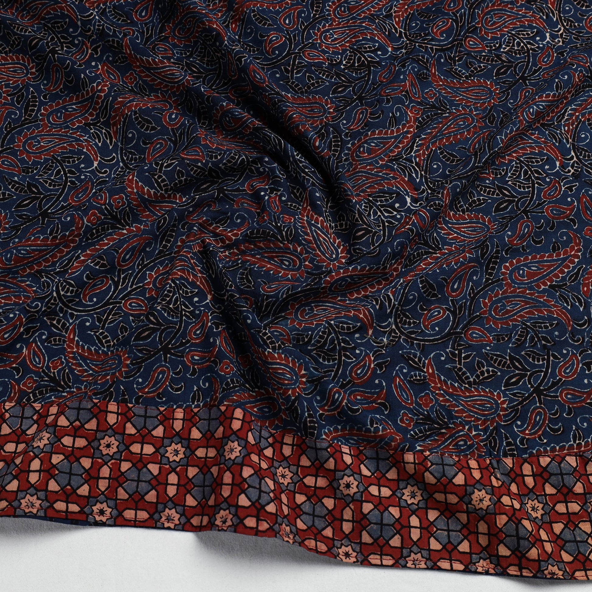Blue - Ajrakh Block Printed Cotton Blouse Piece