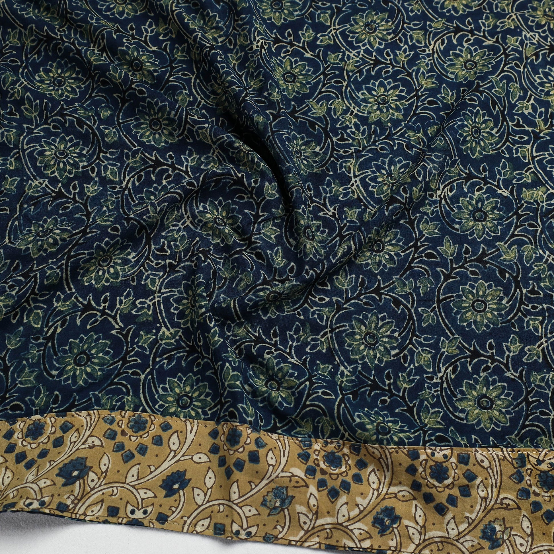 Blue - Ajrakh Block Printed Cotton Blouse Piece