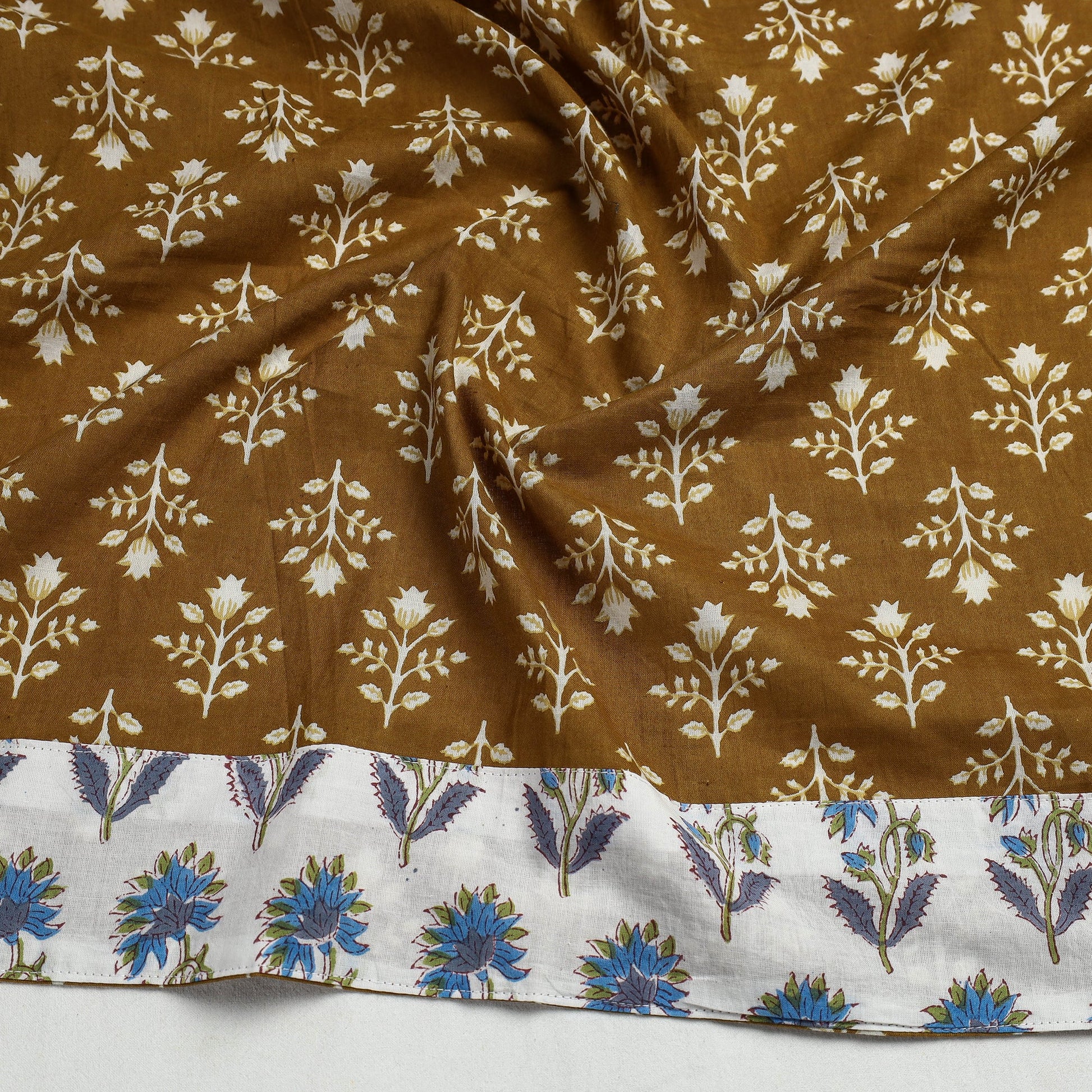 Brown - Sanganeri Block Printed Cotton Blouse Piece