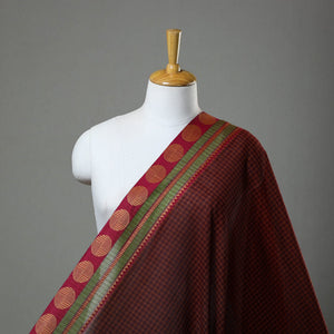 Brown - Cotton Kanchipuram Fabric with Thread Border 35
