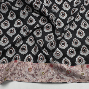 Black - Sanganeri Block Printed Cotton Blouse Piece