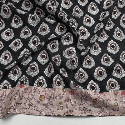 Black - Sanganeri Block Printed Cotton Blouse Piece