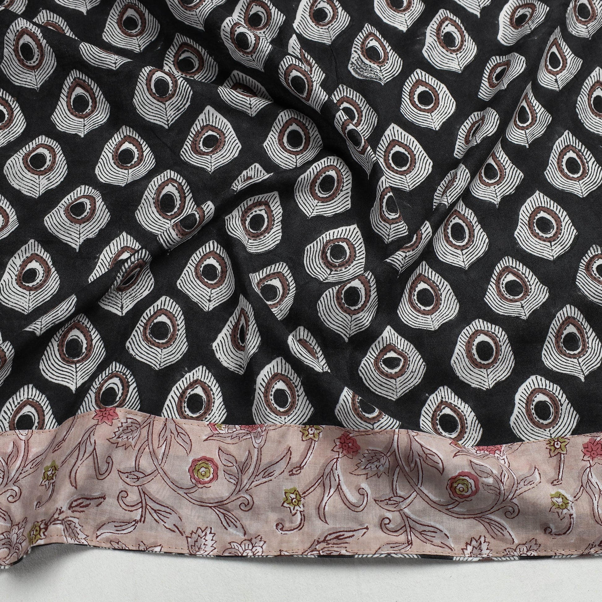 Black - Sanganeri Block Printed Cotton Blouse Piece