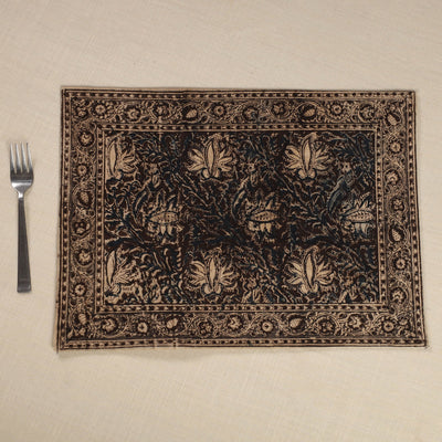 Brown - Original Pedana Kalamkari Block Printed Cotton Table Mat (18 x 13 in) 11