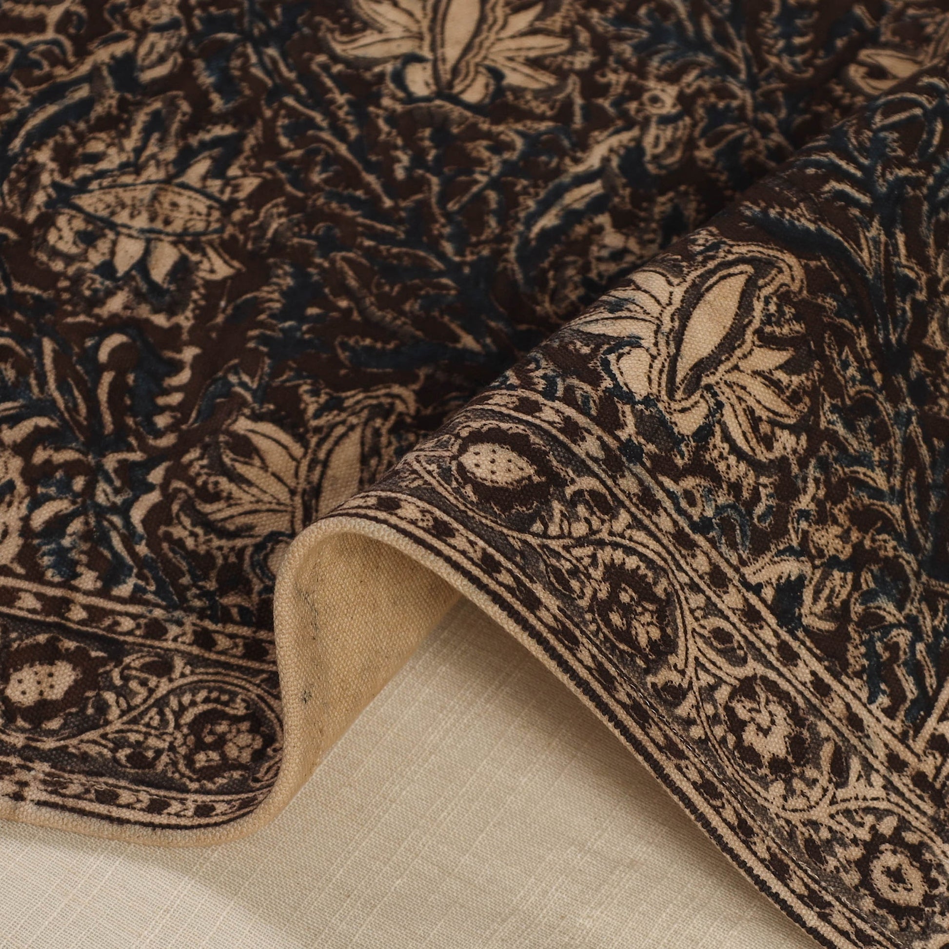 Brown - Original Pedana Kalamkari Block Printed Cotton Table Mat (18 x 13 in) 11
