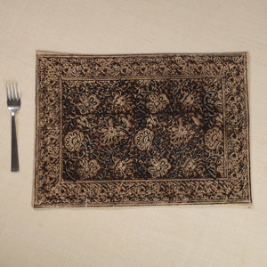 Brown - Original Pedana Kalamkari Block Printed Cotton Table Mat (18 x 13 in) 14