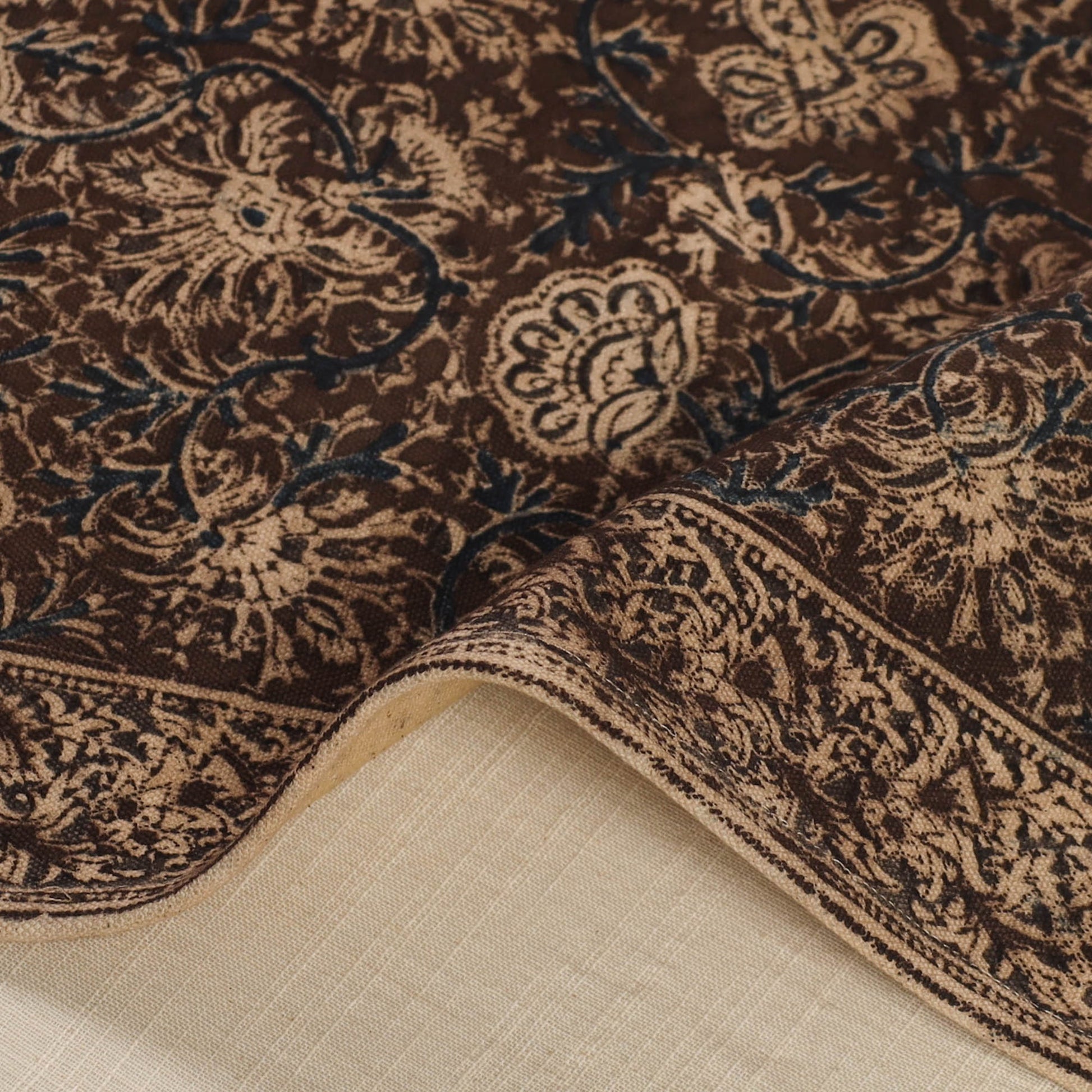 Brown - Original Pedana Kalamkari Block Printed Cotton Table Mat (18 x 13 in) 14