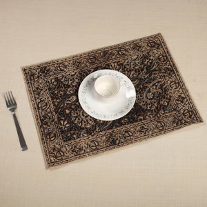 Brown - Original Pedana Kalamkari Block Printed Cotton Table Mat (18 x 13 in) 17