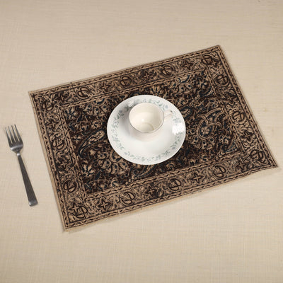 Brown - Original Pedana Kalamkari Block Printed Cotton Table Mat (18 x 13 in) 17