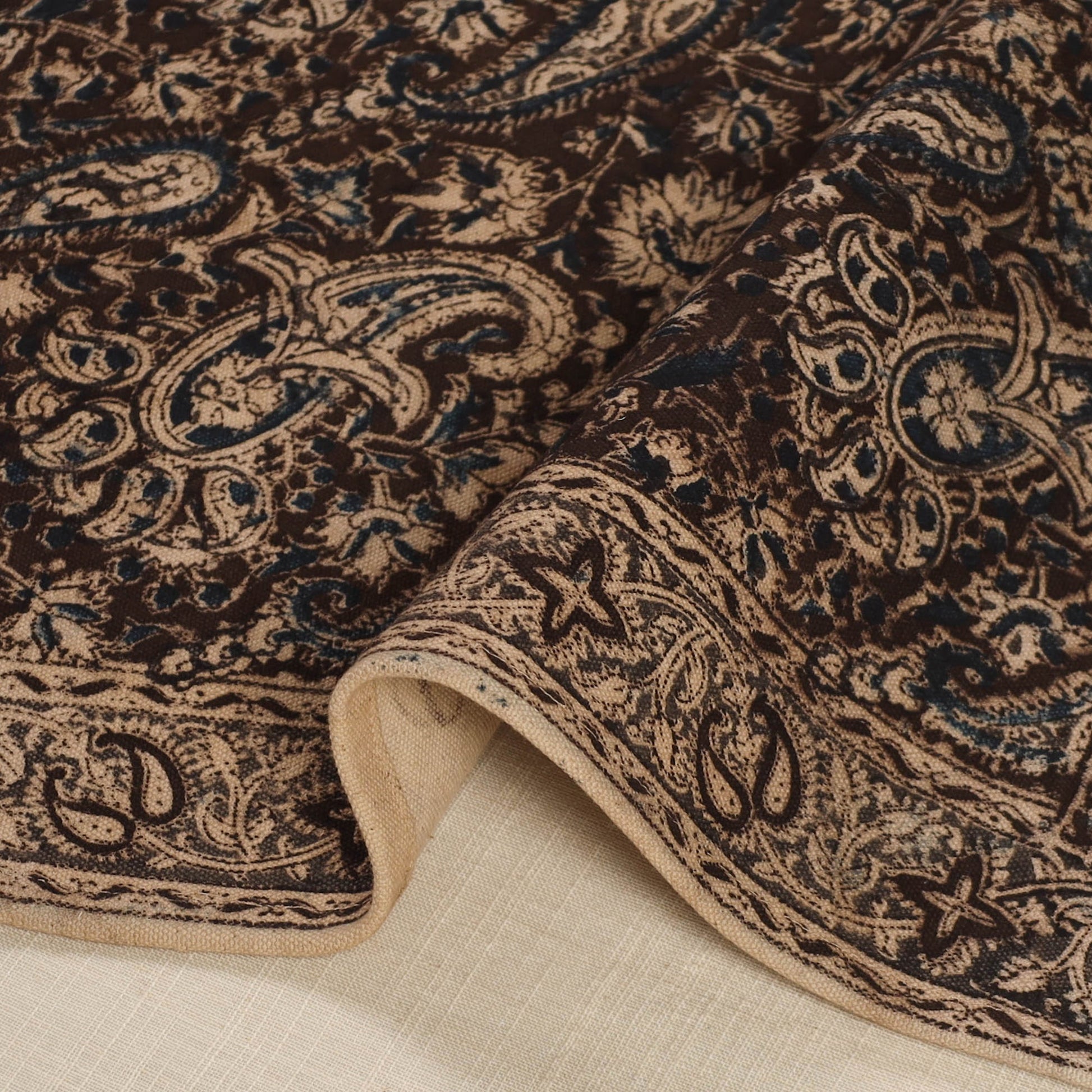 Brown - Original Pedana Kalamkari Block Printed Cotton Table Mat (18 x 13 in) 17