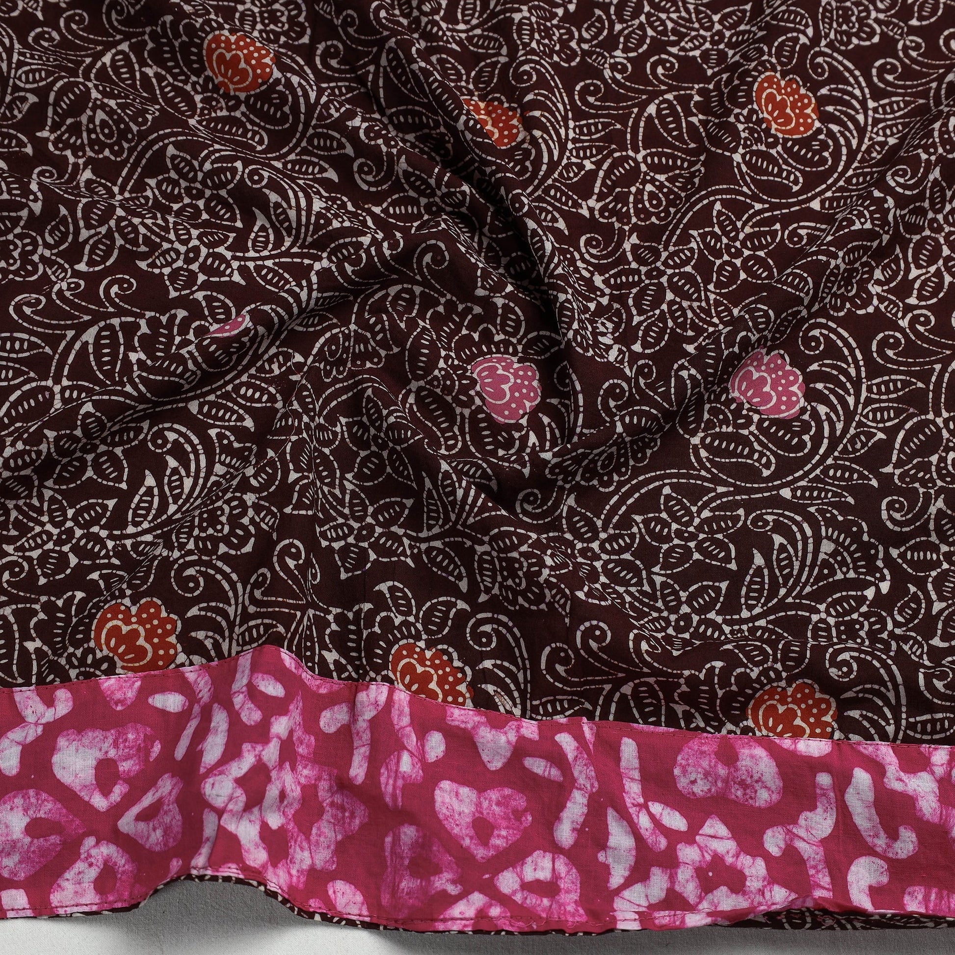 Brown - Sanganeri Block Printed Cotton Blouse Piece