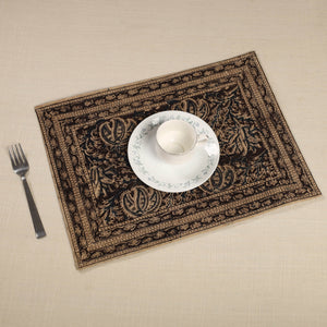 Brown - Original Pedana Kalamkari Block Printed Cotton Table Mat (18 x 13 in) 15