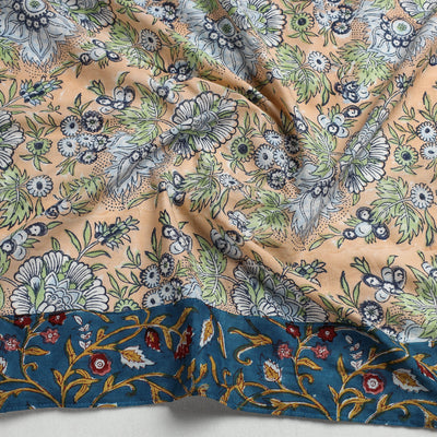 Beige - Sanganeri Block Printed Cotton Blouse Piece