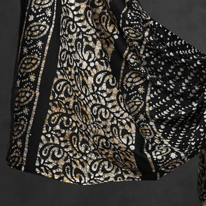 Black - 3pc Cotton Kutch Batik Print Dress Material 10