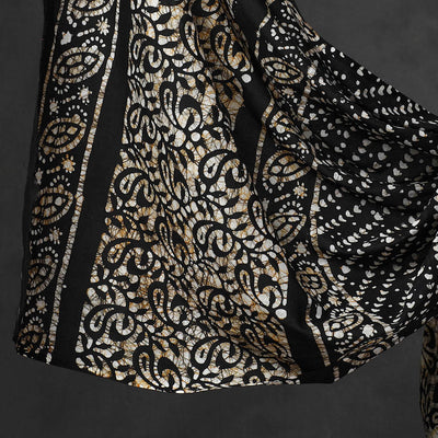 Black - 3pc Cotton Kutch Batik Print Dress Material 10