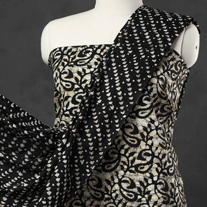 Black - 3pc Cotton Kutch Batik Print Dress Material 10