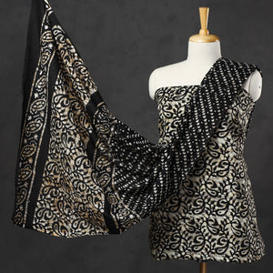 Black - 3pc Cotton Kutch Batik Print Dress Material 10