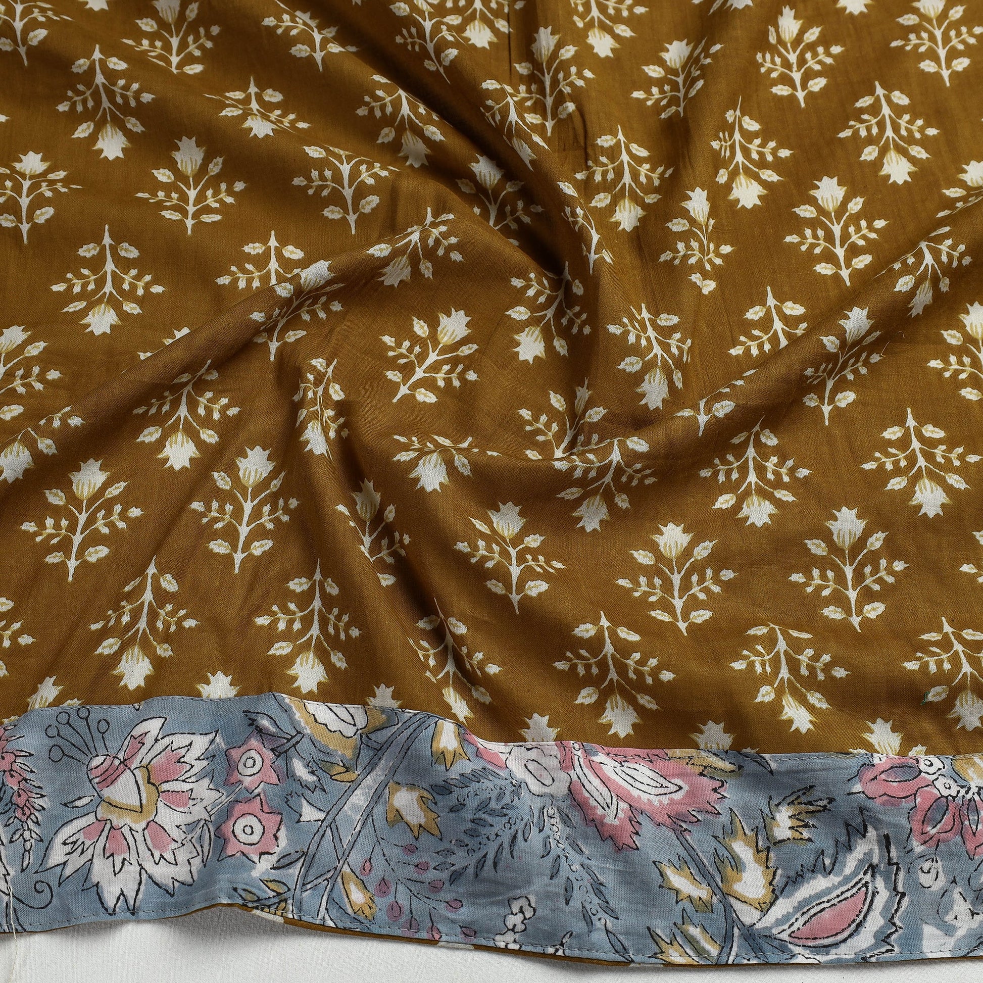 Brown - Sanganeri Block Printed Cotton Blouse Piece