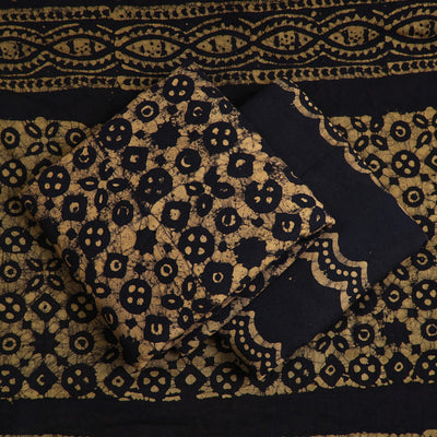 Brown - 3pc Cotton Kutch Batik Print Dress Material 07