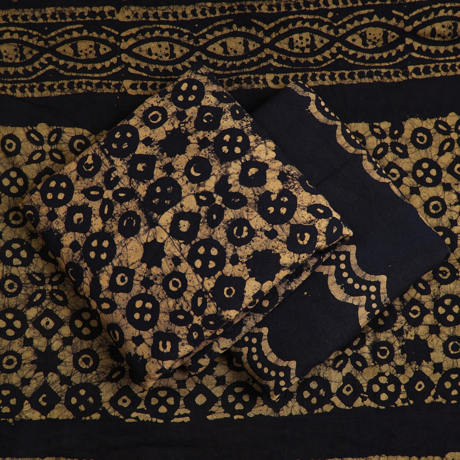 Brown - 3pc Cotton Kutch Batik Print Dress Material 07