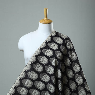Black - Cotton Kalamkari Print Fabric 01