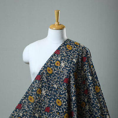 Blue - Cotton Kalamkari Print Fabric 02