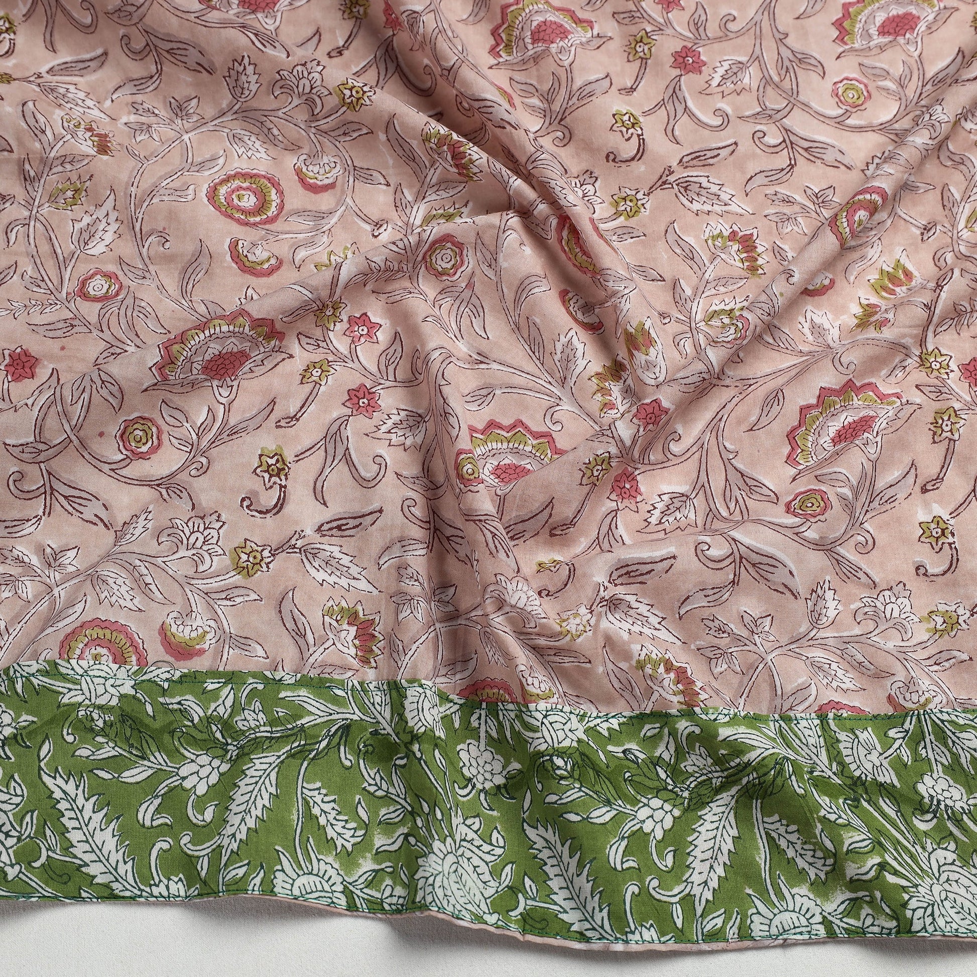 Brown - Sanganeri Block Printed Cotton Blouse Piece
