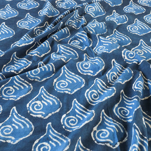 Blue - Block Art Print Cotton Double Bindaas Bed Sheet (110 x 93 in)
