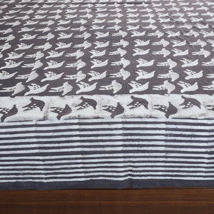 Brown - Block Art Print Cotton Double Bindaas Bed Sheet (110 x 93 in)